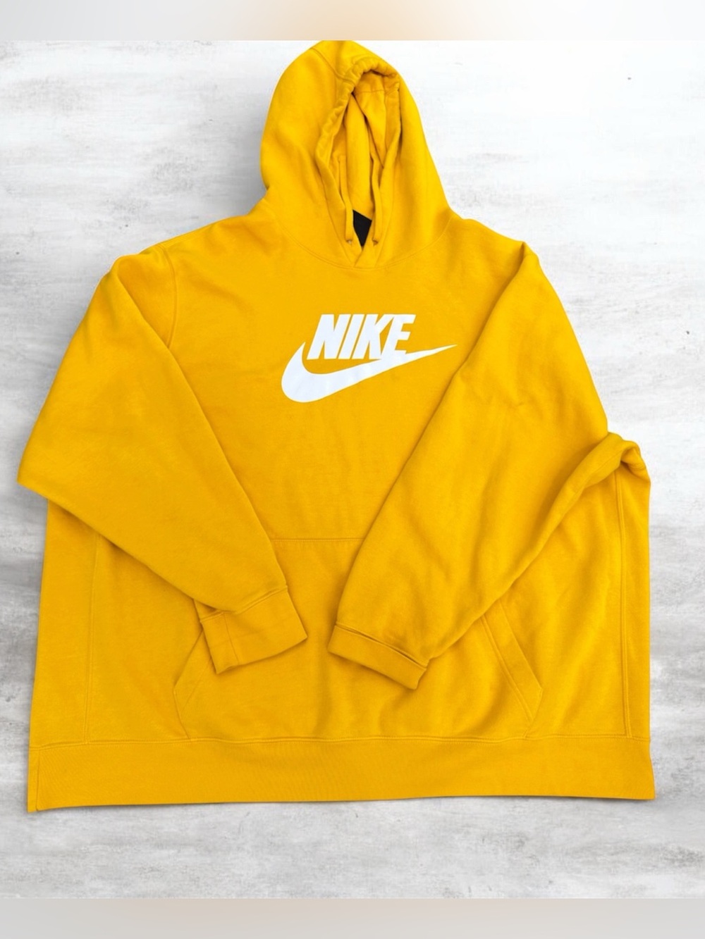 Nike Men’s Bright Yellow Crewneck Hoodie with White Logo